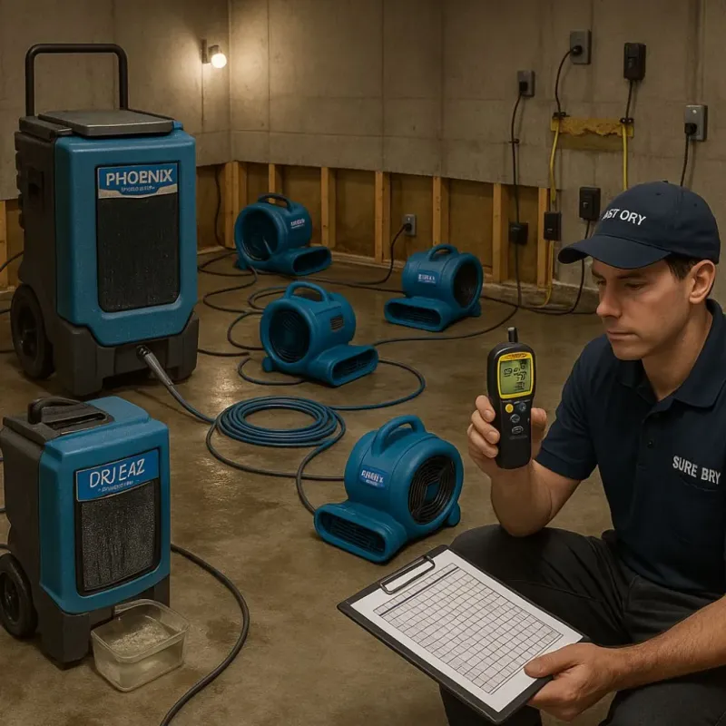 Structural Drying and Dehumidification process in Grapevine, TX